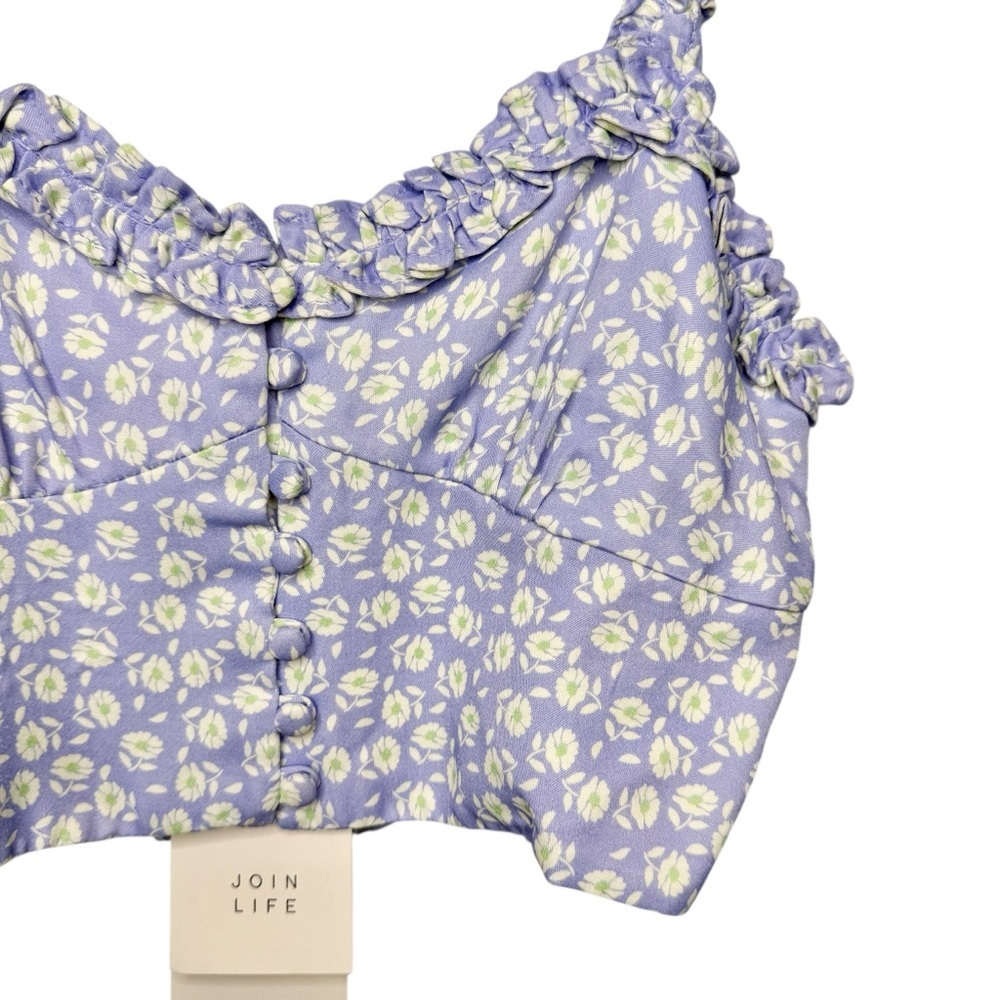 NWT Zara Purple Ditzy Floral Crop Top And Midi Slip Skirt Women’s Set Sz XS - Picture 4 of 12